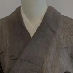 小千谷ちぢみ 着物 単衣 こげ茶 リメイク用