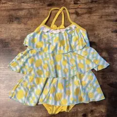 子供服　レモン柄フリル水着 95cm未満