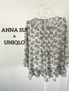 【ANNA SUI×UNIQLO】シースルーブラウス　ボタニカル柄　M