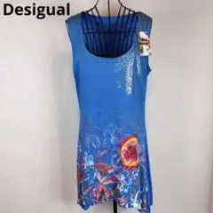 ★Desigual★XL★ブルー花柄ワンピース★新品タグ付★定価10900円★