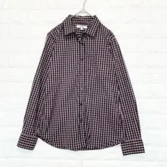 美品☆エーグル シャツ チェック柄　36 紺　赤 アウトドア　羽織 ☆S0209