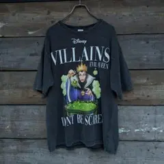 DISNEY　ディズニー　ヴィランズ　ウィンテージ加工　Tシャツ　ツラ抜群　炭黒