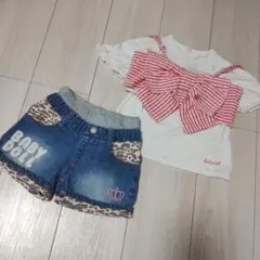 BABY DOLL　フリル袖 Tシャツ・ショートパンツセット リボン　110cm