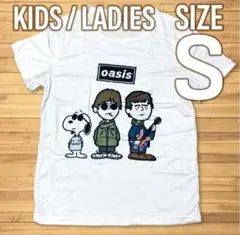 新品未使用★オアシス×スヌーピー Tシャツ レディースS 白 バンドTシャツ