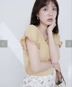 natural couture 袖口フリルTブラウス