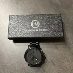 新品未使用　Hannah Martin ブラック クロノグラフ腕時計