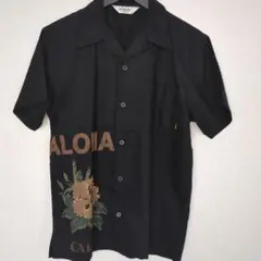 CALEE　　 Alohaプリント 半袖シャツ 黒