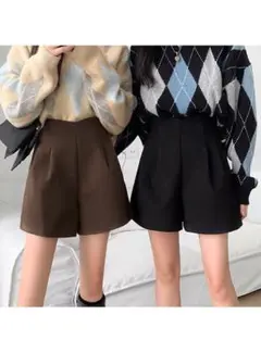 GRL タグ付き未使用ハイウエスト ツータックショートパンツ ブラック L