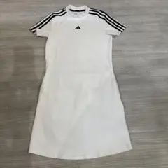adidas レディース ワンピース ホワイト ストライプ