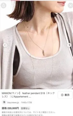 アパルトモン　MANON JEWELRY フェザーネックレス　シルバー L'Appartement DEUXIEME CLASSE - マノン フェザーネックレス