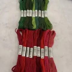 刺繍糸　１８本セット　グリーン＆レッドカラー　ミサンガ　刺し子　ステッチ