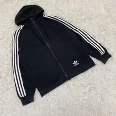 adidas アディダス　ジップアップパーカー　羽織　スウェット　黒　 S