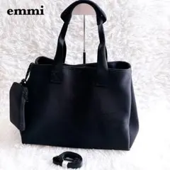 emmi トートバッグ 2way ウエット素材　ショルダー紐未使用　ポーチ付き