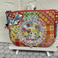 ハンドメイド　ロマンズアイフラットポーチ