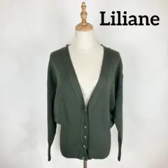Liliane レリアン 長袖 カーディガン ボタン グリーン カーキ 9