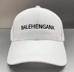 男女兼用BALEHENGANA バレヘンガナ　キャップ　帽子/白×黒ロゴ刺繍