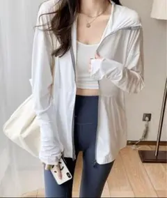 長袖 薄手 ジップアップ UVパーカー 日焼け止め服 涼感