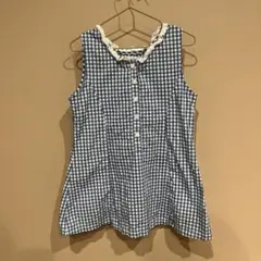 BANANAJ　チェック　ワンピース　ブルー　韓国　子供服　M