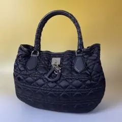 ディオール カナージュ 茶 ナイロン レザー ハンドバッグ ブラウン DIOR