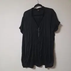Y-WA-I　半袖Tシャツ　ロング丈シャツ　黒　ブラック　BLACK　Mサイズ
