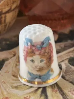新品廃盤◆イギリスバーチクロフト社製シンブル指貫◆猫