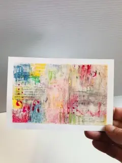 抽象画　コラージュ　アート　原画　ポストカードサイズ