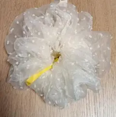 ホワイト ドット模様 ヘアゴム