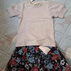 新品　branshes ホワイトTシャツ＆フラワーショートパンツセット　100