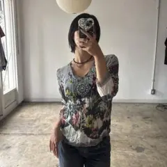 flower design sheer tops 海外ガール 森ガール