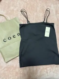 coen カップ付きテレコベアトップ　キャミソール