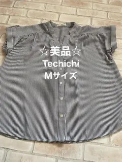 美品　Te chichi ストライプ 半袖　M Vネック　ゆったり　とろみ
