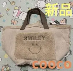 COOCOxSMILEY コーデュロイ　刺繍 ボア　トー トバッグ