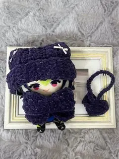 ネコ耳 ニット帽 リボン にじぱぺっと ぬい服 パープル