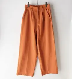 used 古着 オレンジ タック ワイド カラーパンツ スラックス トラウザーズ