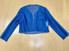 東京ソワール　figaro club 青いシースルー長袖ボレロ