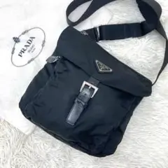 極美品✨ プラダ ショルダーバッグ ナイロン レザー 三角プレート ネロ 黒色