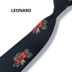 レオナール ネクタイ 花柄 ダークネイビー