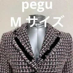 ピンク系ツイードテーラードジャケット　トップス　ジャケット　シャツ