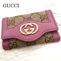 グッチ SUKEY スーキー オリジナルGGキャンバス 6連キーケース ピンク
