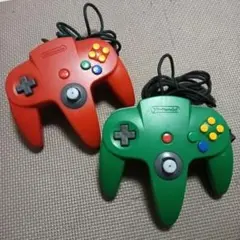 動作品！Nintendo 64 コントローラー 赤と緑 2個セット