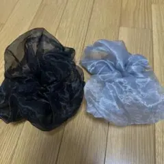 シュシュ　青　黒