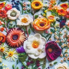 ❣️鮮やかなお花柄立体感　綿100%シーチング生地　110x100cm