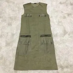 JOSEPH リネンワンピース ノースリーブ カーキ 麻 ポケット多