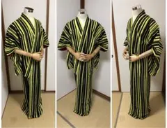 着物 きもの 衣装 美品 縞暈し 化繊 袷 同抜き 舞踊 大衆演劇
