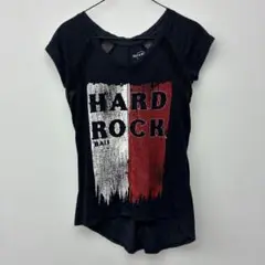 Hard Rock グラフィックTシャツ 半袖　Vネック　黒　XS ユ31