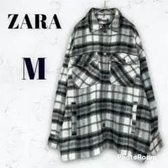 ZARAザラ オーバーサイズチェック柄シャツジャケット コート◆M677