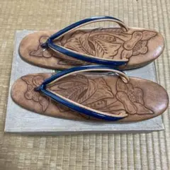 花柄彫刻 レザー草履