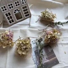 紫陽花たっぷりミニガーランド　ドライフラワー　壁飾り　インテリア　雑貨　撮影小物