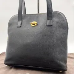 極美品✨ セリーヌ トートバッグ サークル金具 ロゴ マンテル レザー ブラック
