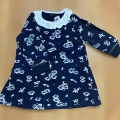 PETIT BATEAU 花柄ワンピース 18M 81cm ネイビー
